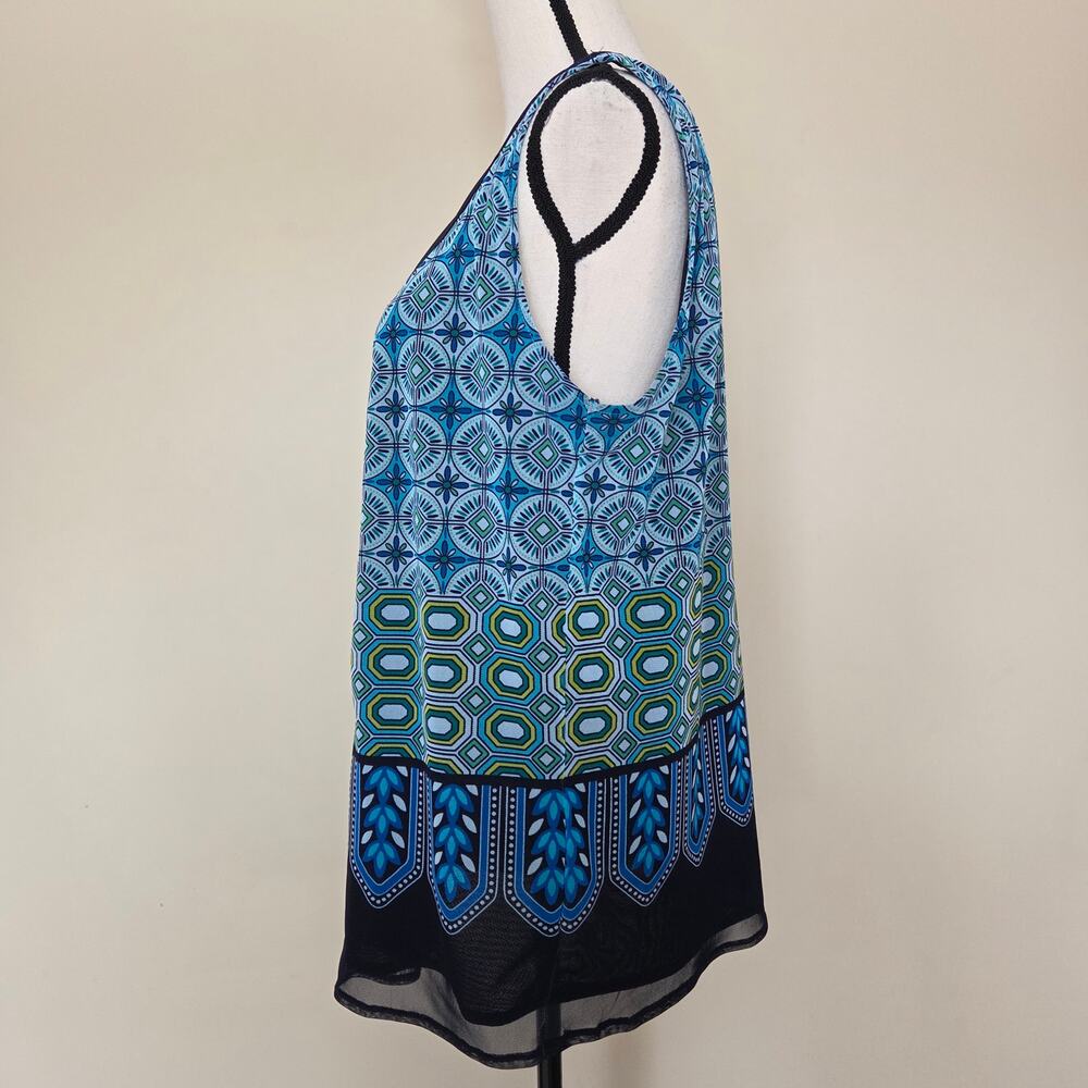 Rafaella Studio 1X Pullover Sleeveless Tunic Scoop Neck Pintuck Lined Top Blue - Picture 6 of 14